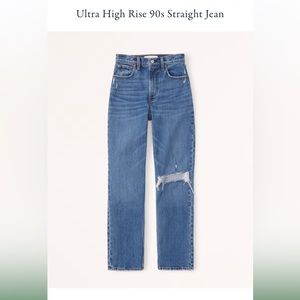 Abercrombie 90’s straight ultra high rise dark wash jean
